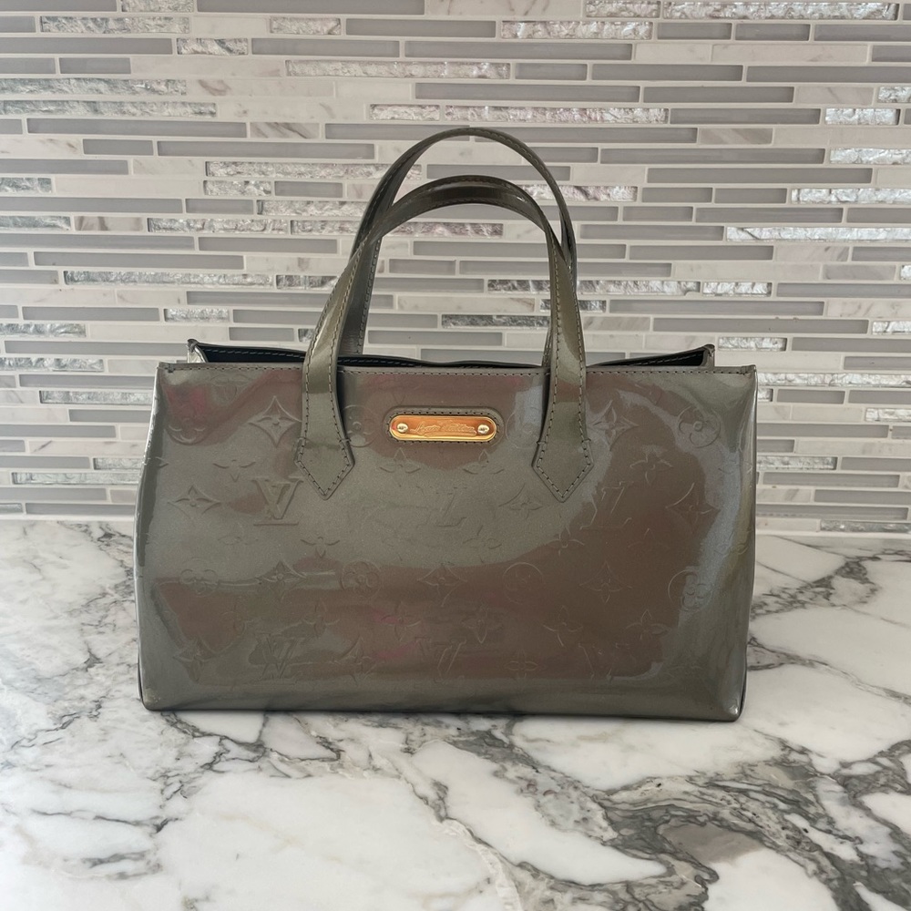 Grey Vernis Leather Louis Vuitton Bag